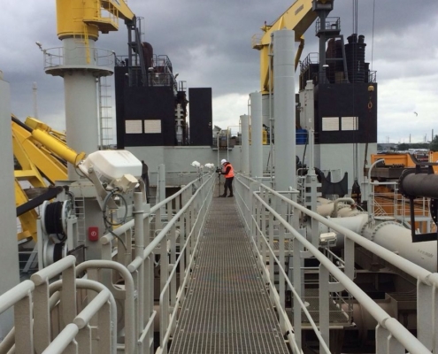 Videoproduktion auf dem Baggerschiff im Hamburger Hafen